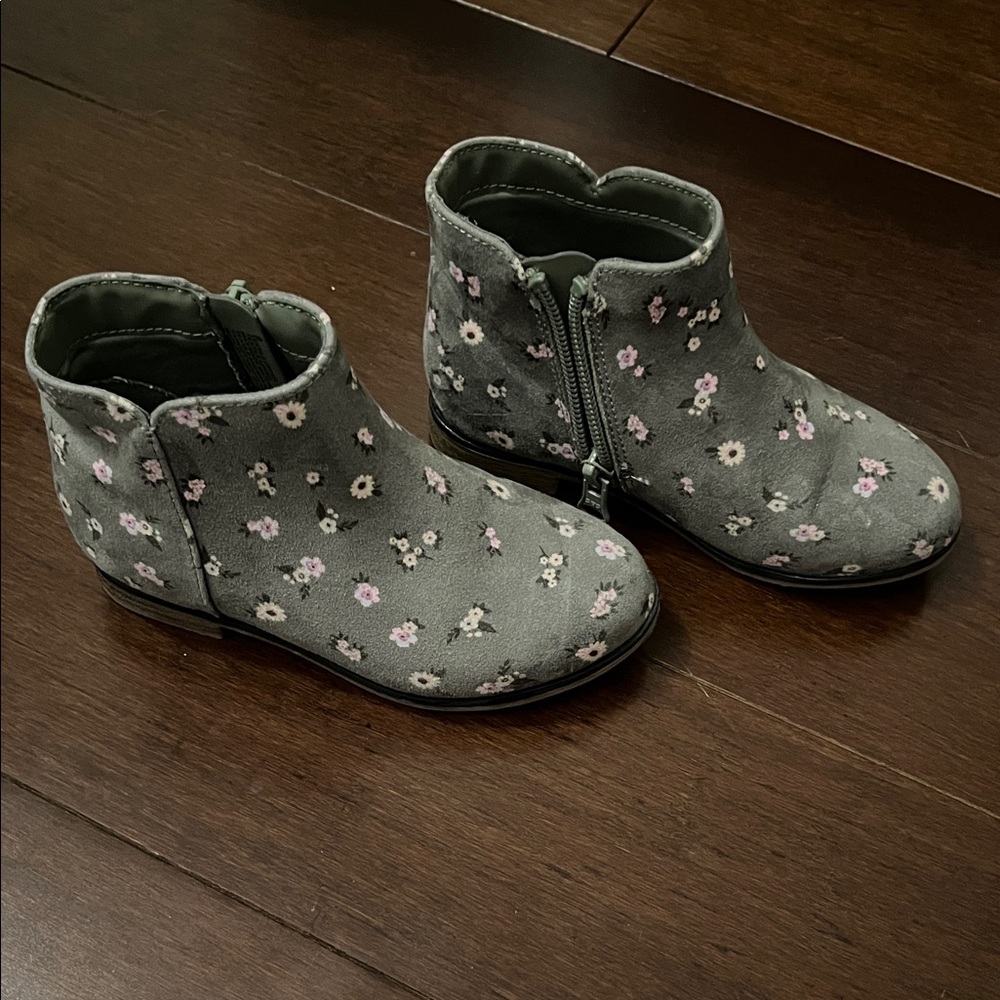 Cat & Jack Floral Toddler Ankle Boots - Gray